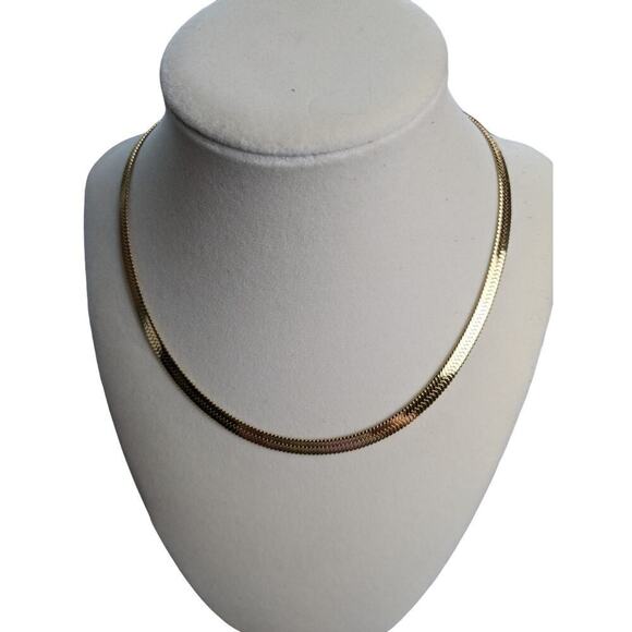 Jennifer Zeuner NWT Hamilton Herringbone Necklace 14k gold plated - Picture 1 of 8